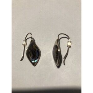 Sterling Silver Earrings .925  pear shape -abalone shell- french wire